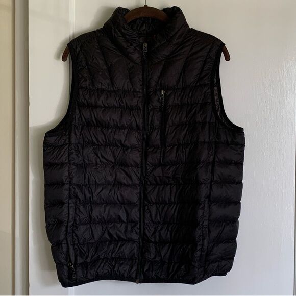 Men's Medium Black Down Puffer Vest Full Zip & Zip Povkets Hawke & Co - Picture 1 of 8